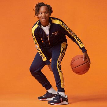 بنطلون رياضى بالشعار باللون الكحلى للاولاد