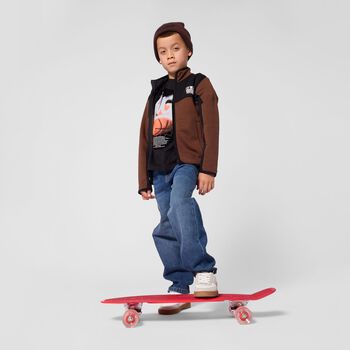 Boys Brown & Black Logo Zip Up Top