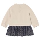 Younger Girls Beige & Navy Blue Star Dress, 2, hi-res