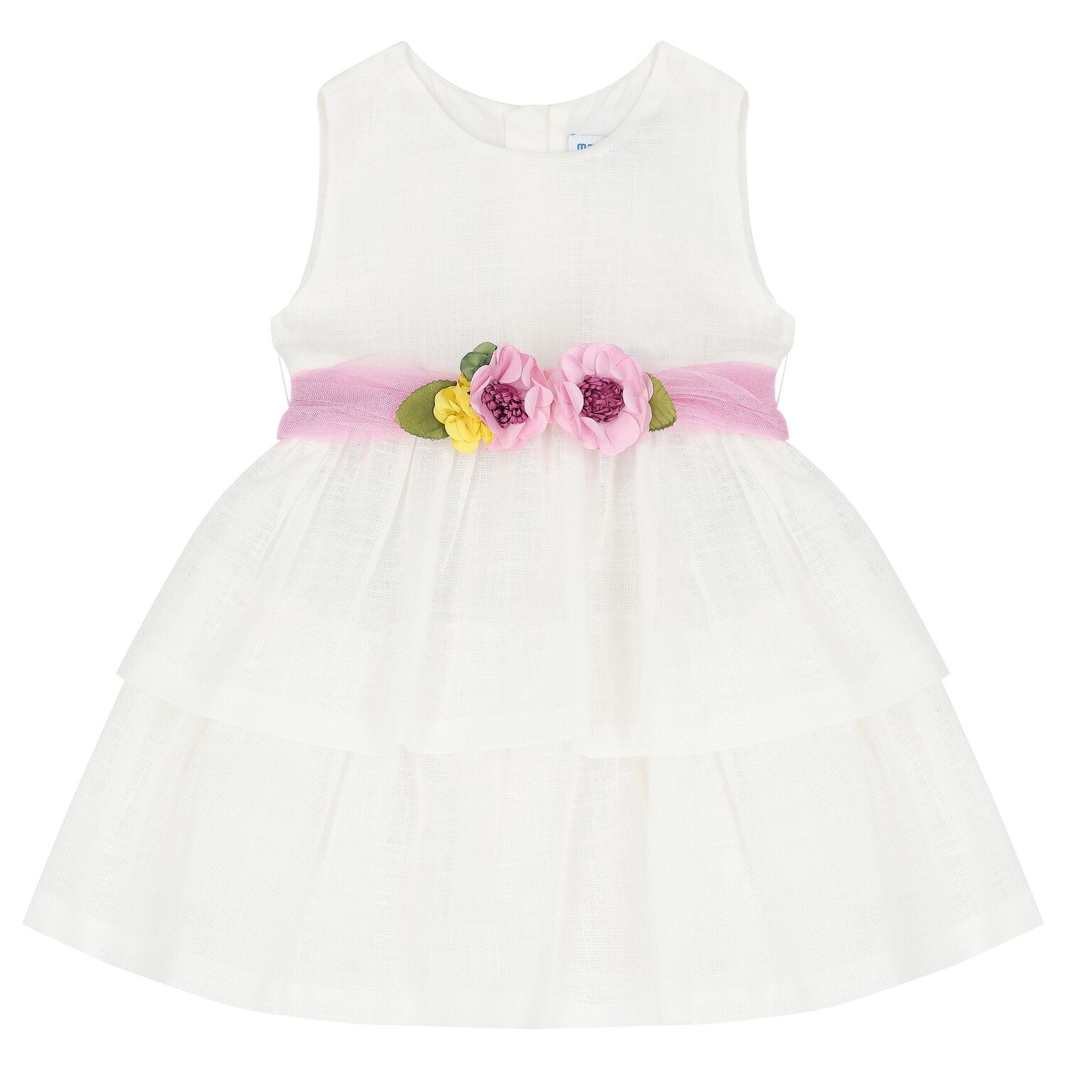 فستان بنات بطبعة الزهور باللون الأبيض, 1, hi-res image number null