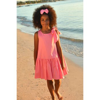 Girls Pink Bow Dress