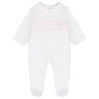 Baby Girls White & Pink Babygrow, 2, hi-res