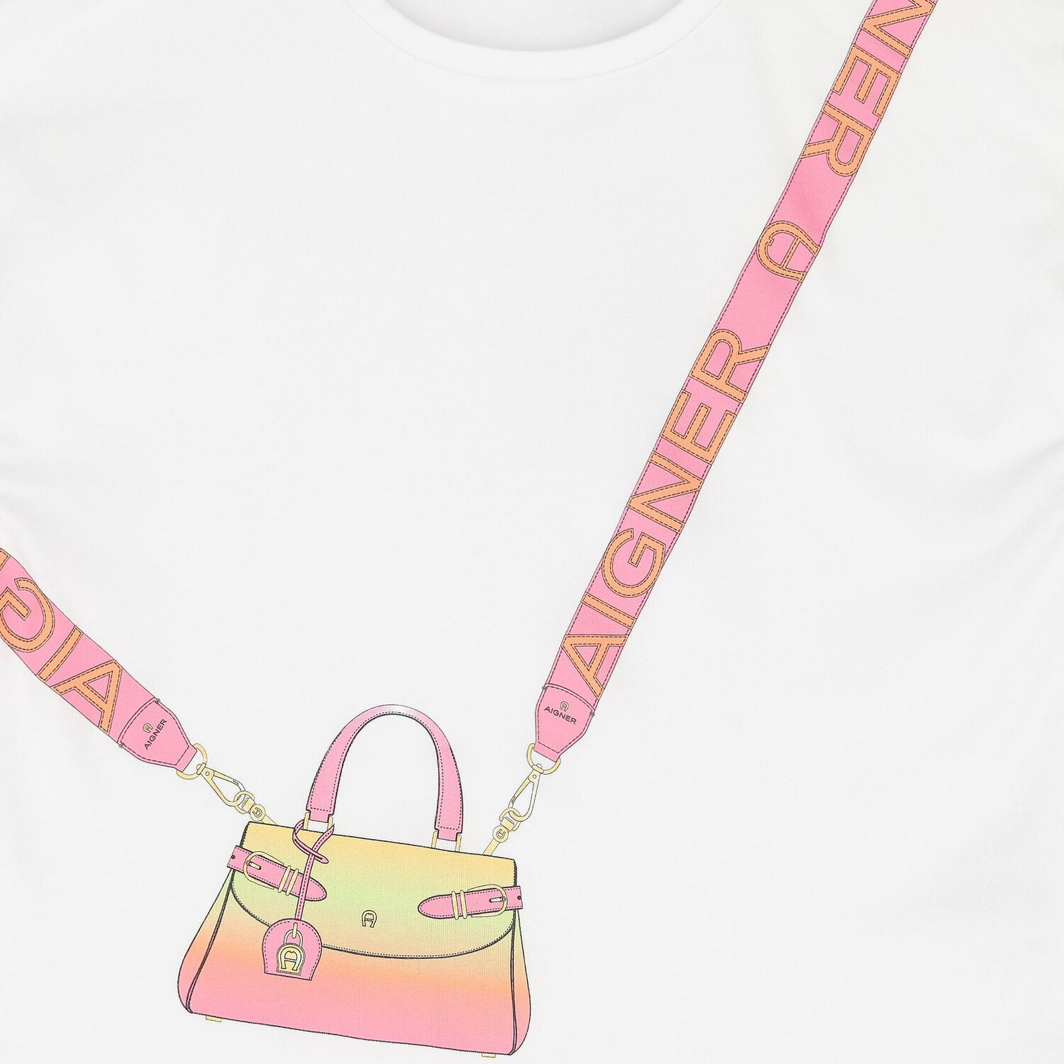 Girls White & Pink Bag T-Shirt, 1, hi-res image number null