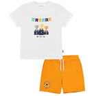 Boys White & Orange Trophy Shorts Set, 1, hi-res