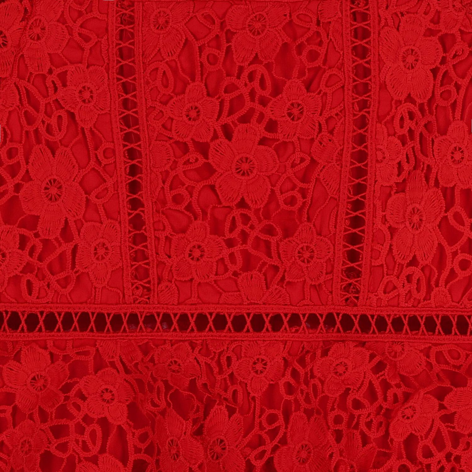 Girls Red Foral Lace Dress , 1, hi-res