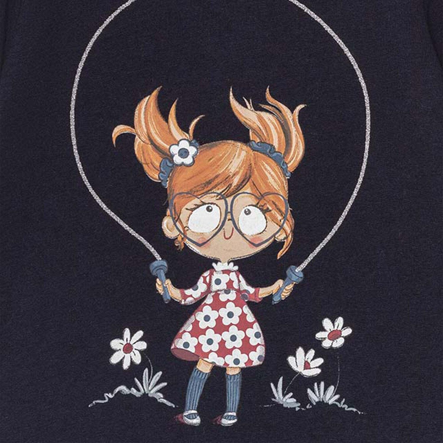 Younger Girls Navy Blue Long Sleeve Dress, 3, hi-res image number null