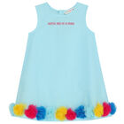Girls Aqua Logo Tulle Dress, 1, hi-res