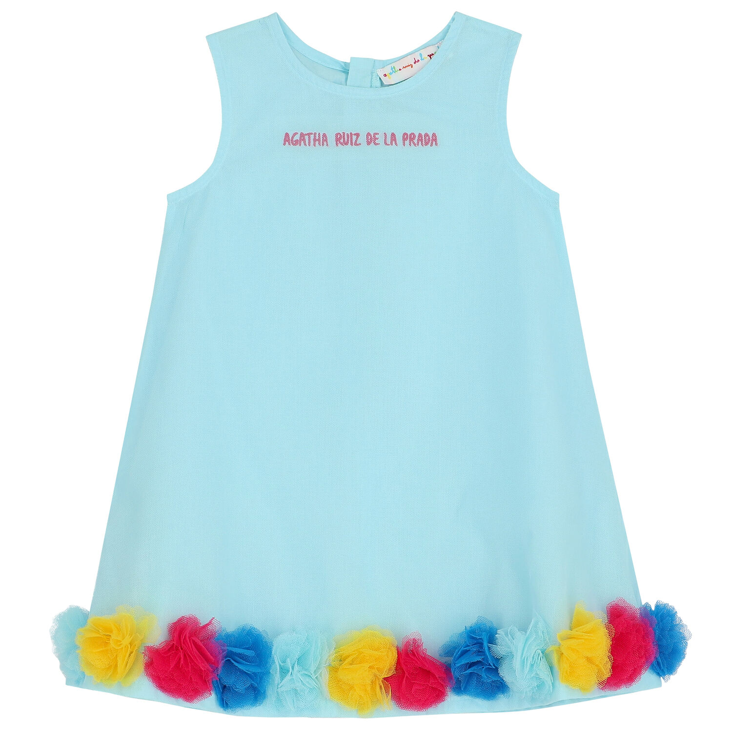 Girls Aqua Logo Tulle Dress, 1, hi-res