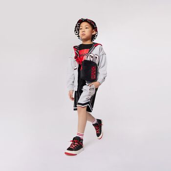 Boys Black & Grey Logo Shorts