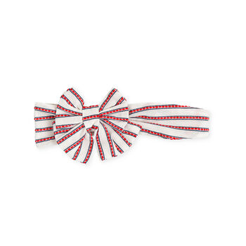 Girls White & Red Striped Headband