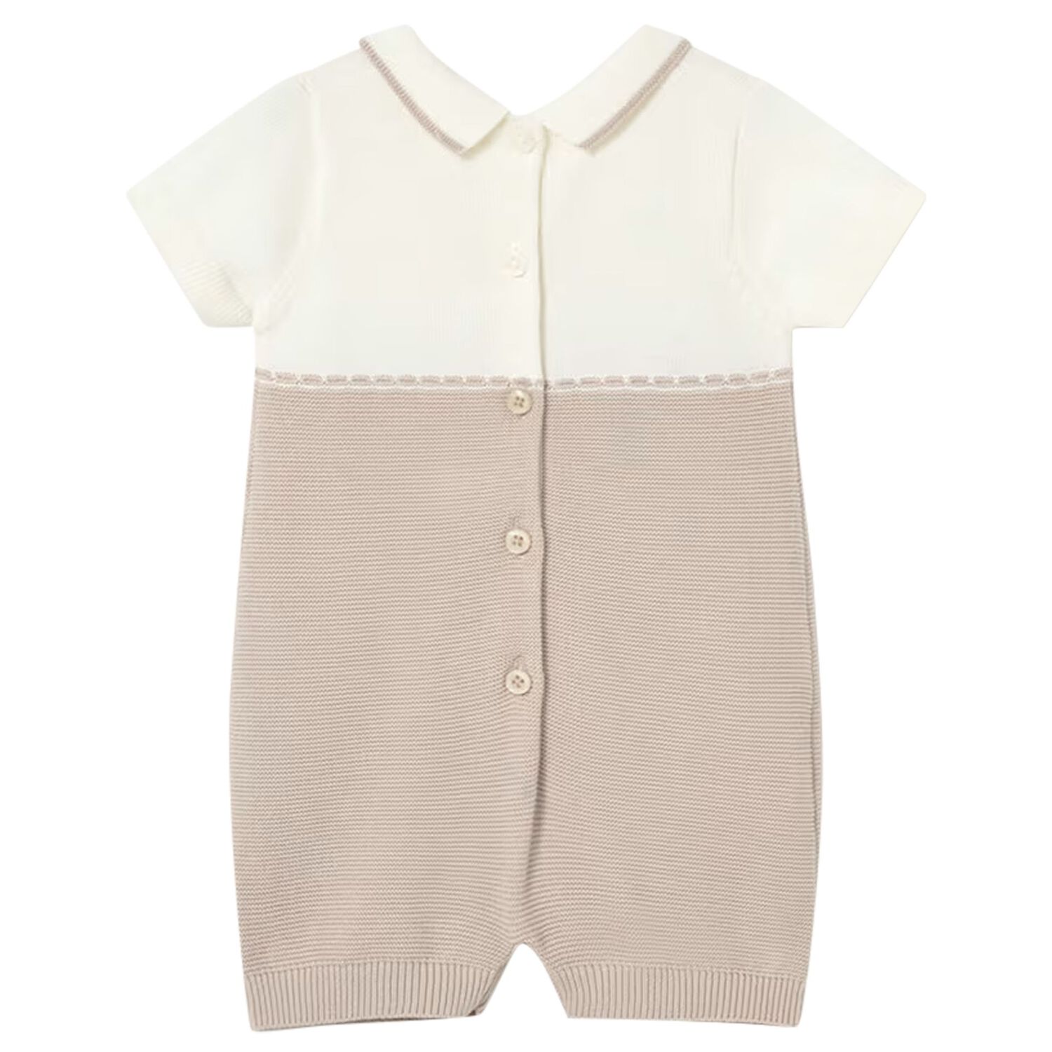 Baby Boys Ivory & Beige Romper, 1, hi-res