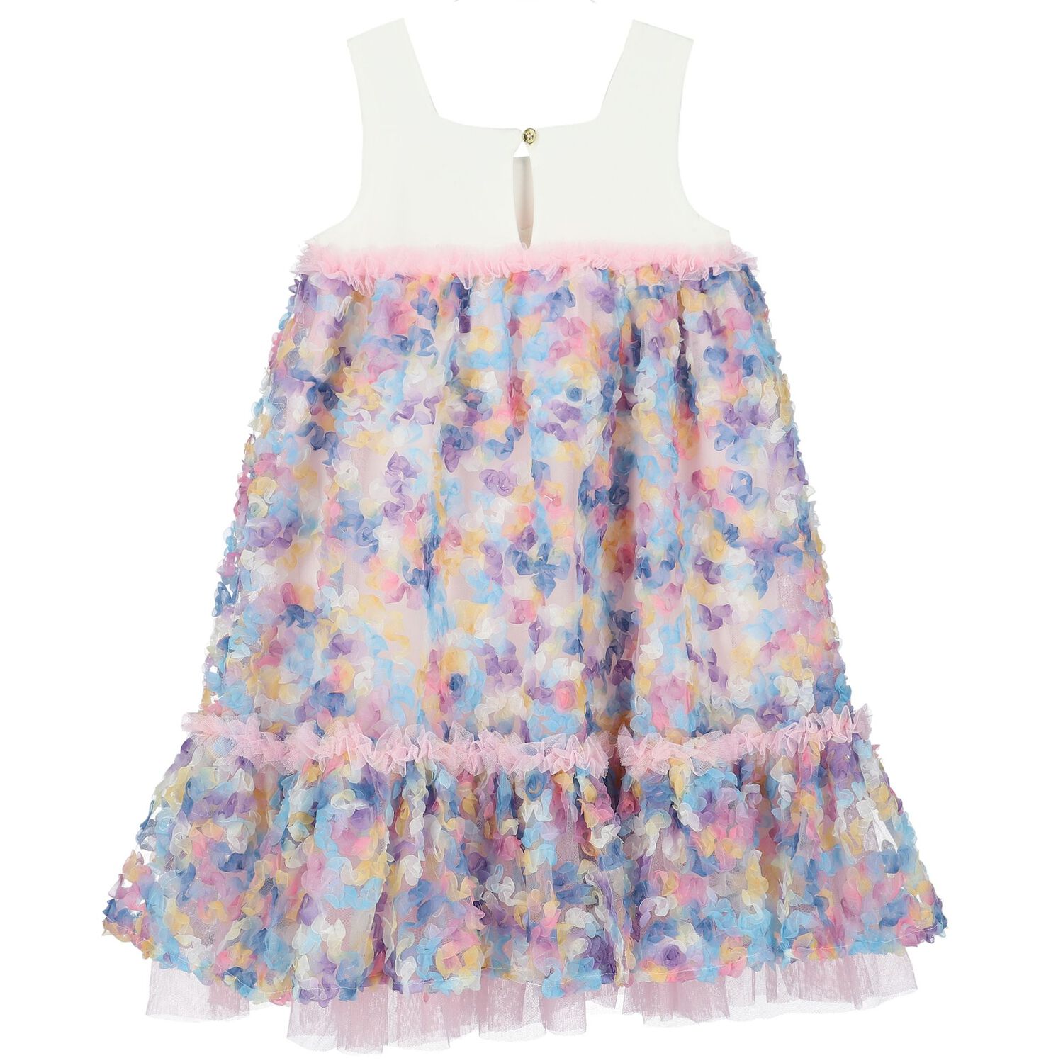 Girls White & Purple Tulle Dress, 4, hi-res
