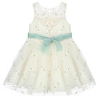 Girls Ivory Floral Tulle Dress, 1, hi-res