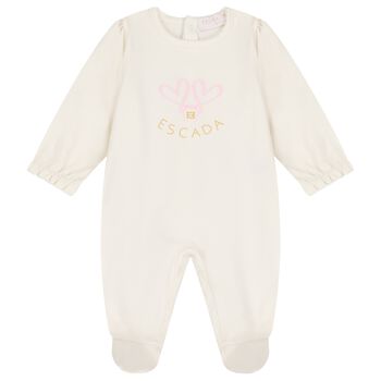Baby Girls Ivory Heart Babygrow