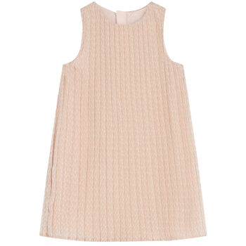 Younger Girls Pink Pleated Chiffon Dress