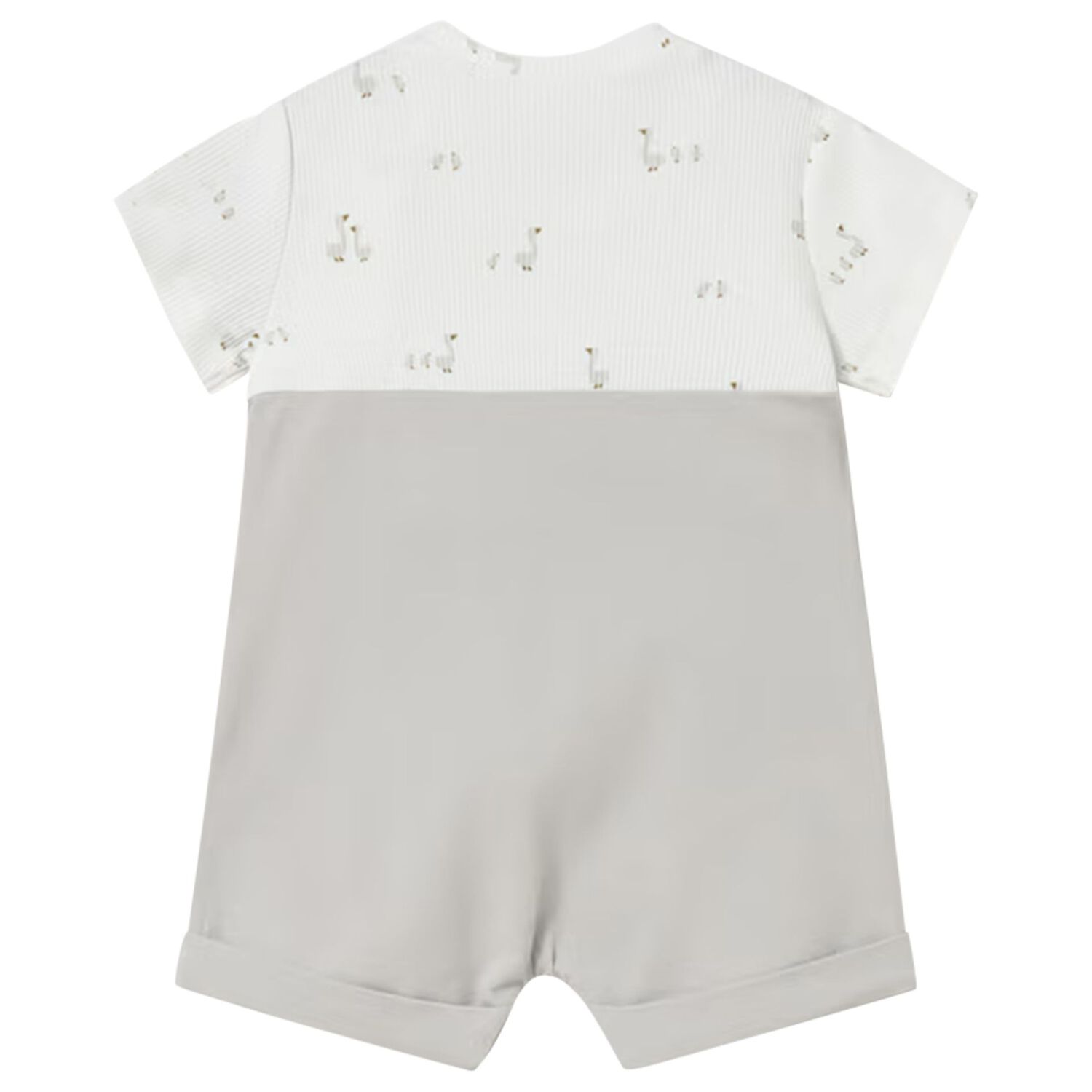 White & Grey Baby Romper, 1, hi-res