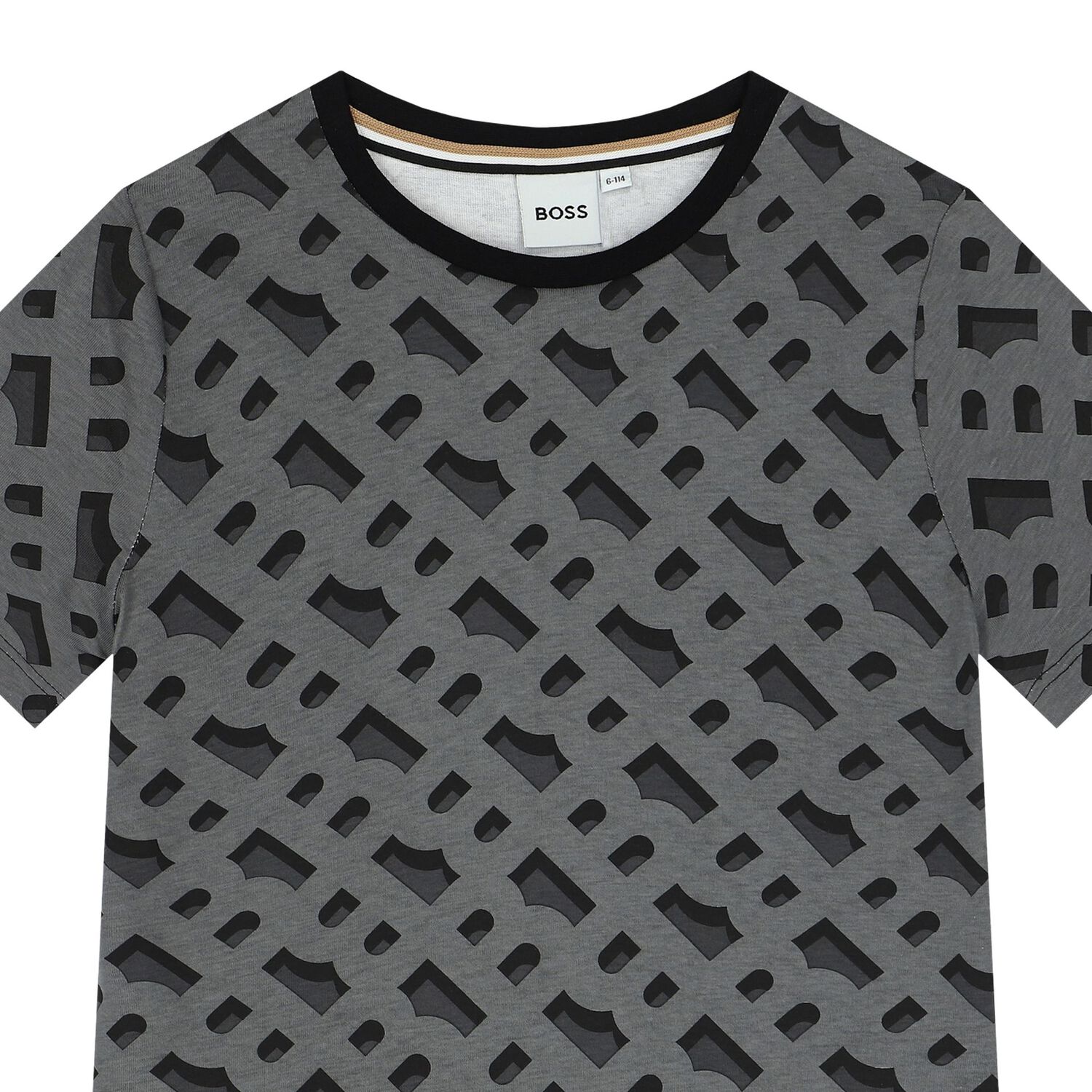 تيشيرت أولاد بالشعار باللون الأسود, 1, hi-res image number null