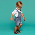 Younger Boys Blue Denim Dungaree, 1, hi-res