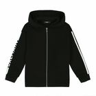 Boys Black Logo Zip Up Top, 1, hi-res