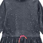Girls Grey Dot Hooded Dress, 1, hi-res