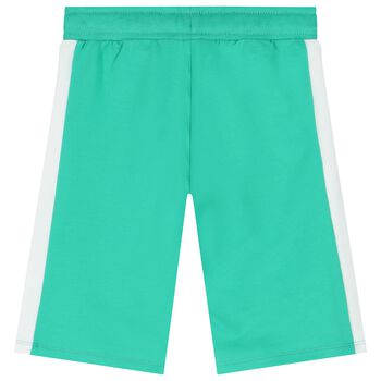 Boys Green & White Logo Shorts