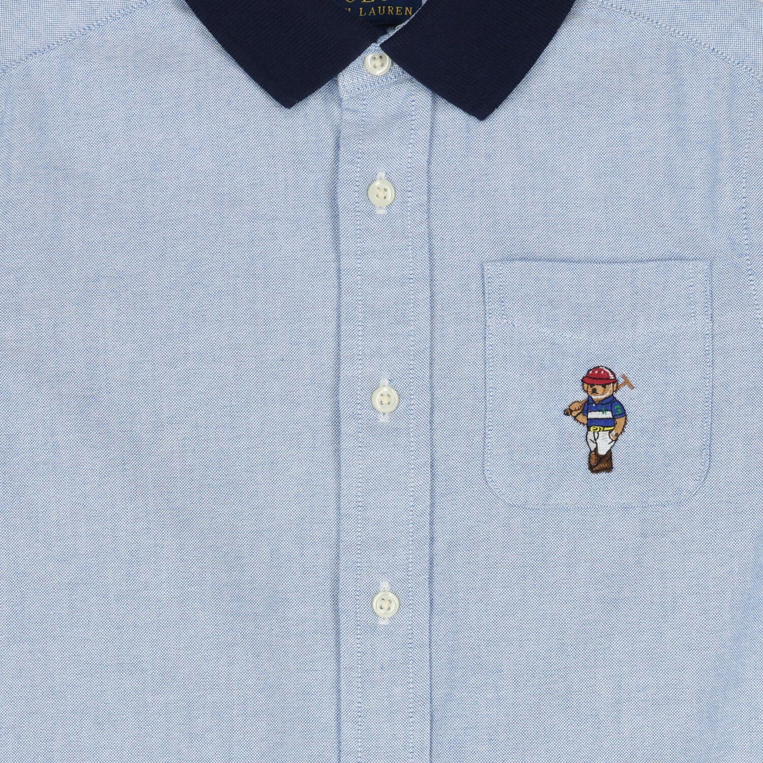 Boys Blue Polo Bear Denim Shirt, 1, hi-res