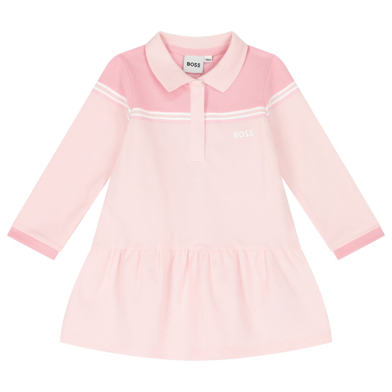 Younger Girls Pink Logo Polo Dress, 1, hi-res image number null