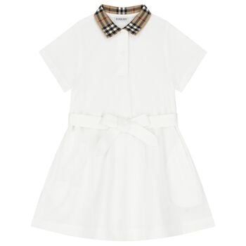 Girls White Logo Polo Dress