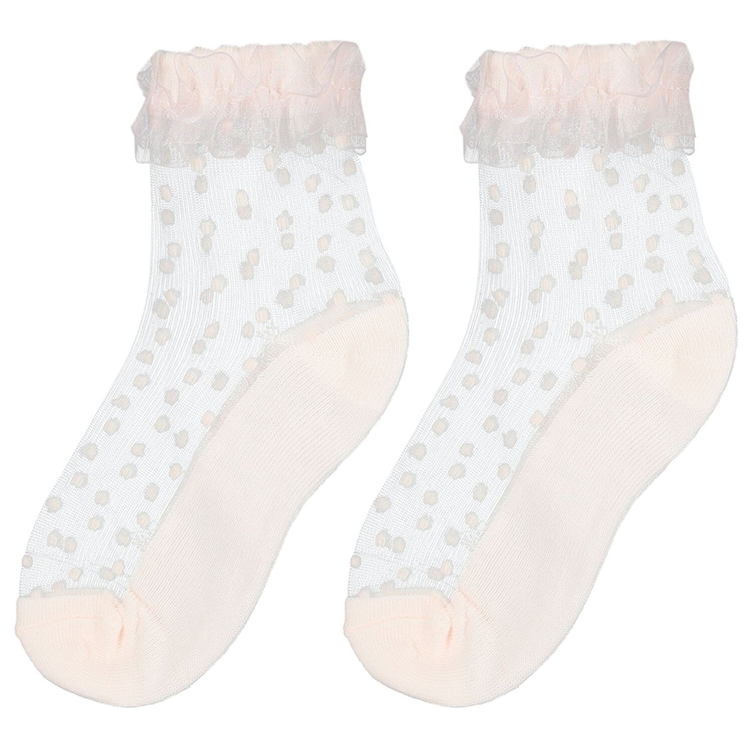 Baby Girls Pink Ruffled Socks, 1, hi-res