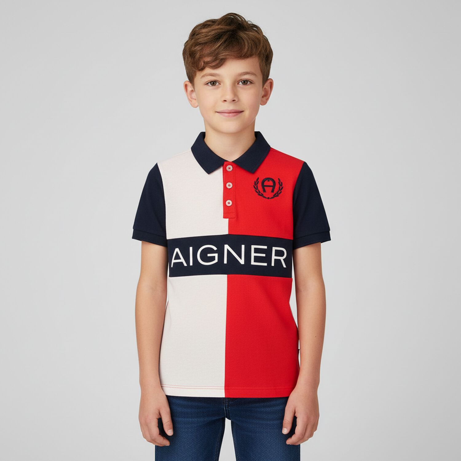 Boys Red & White Logo Polo Shirt, 1, hi-res image number null