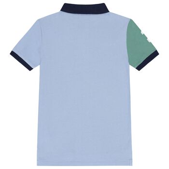 Boys Blue & Green Logo Polo Shirt
