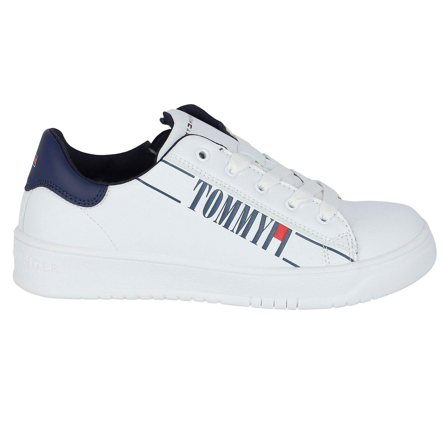 Boys White Logo Trainers, 1, hi-res
