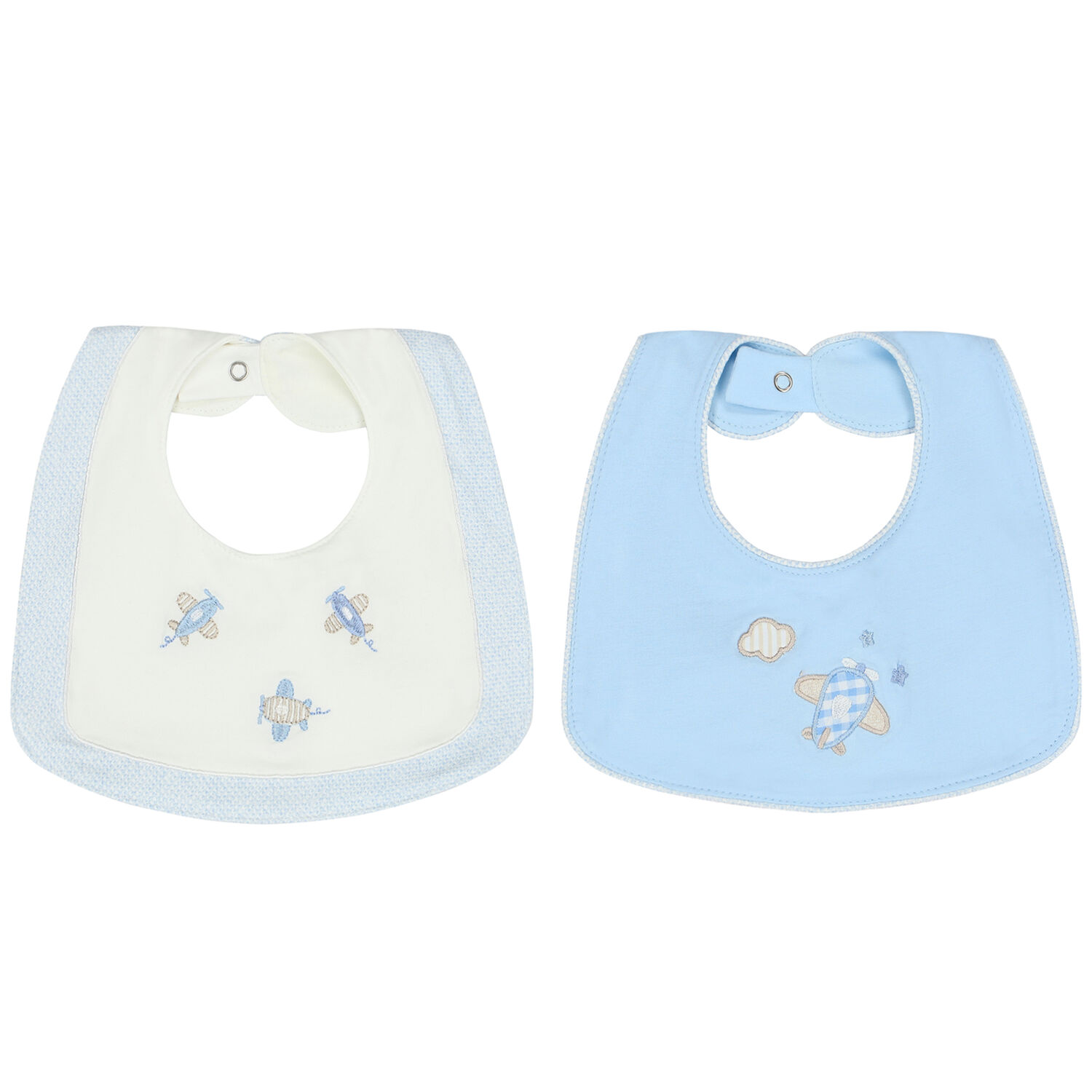 Boys Blue & White Teddy Baby Bibs (2 Pack), 2, hi-res