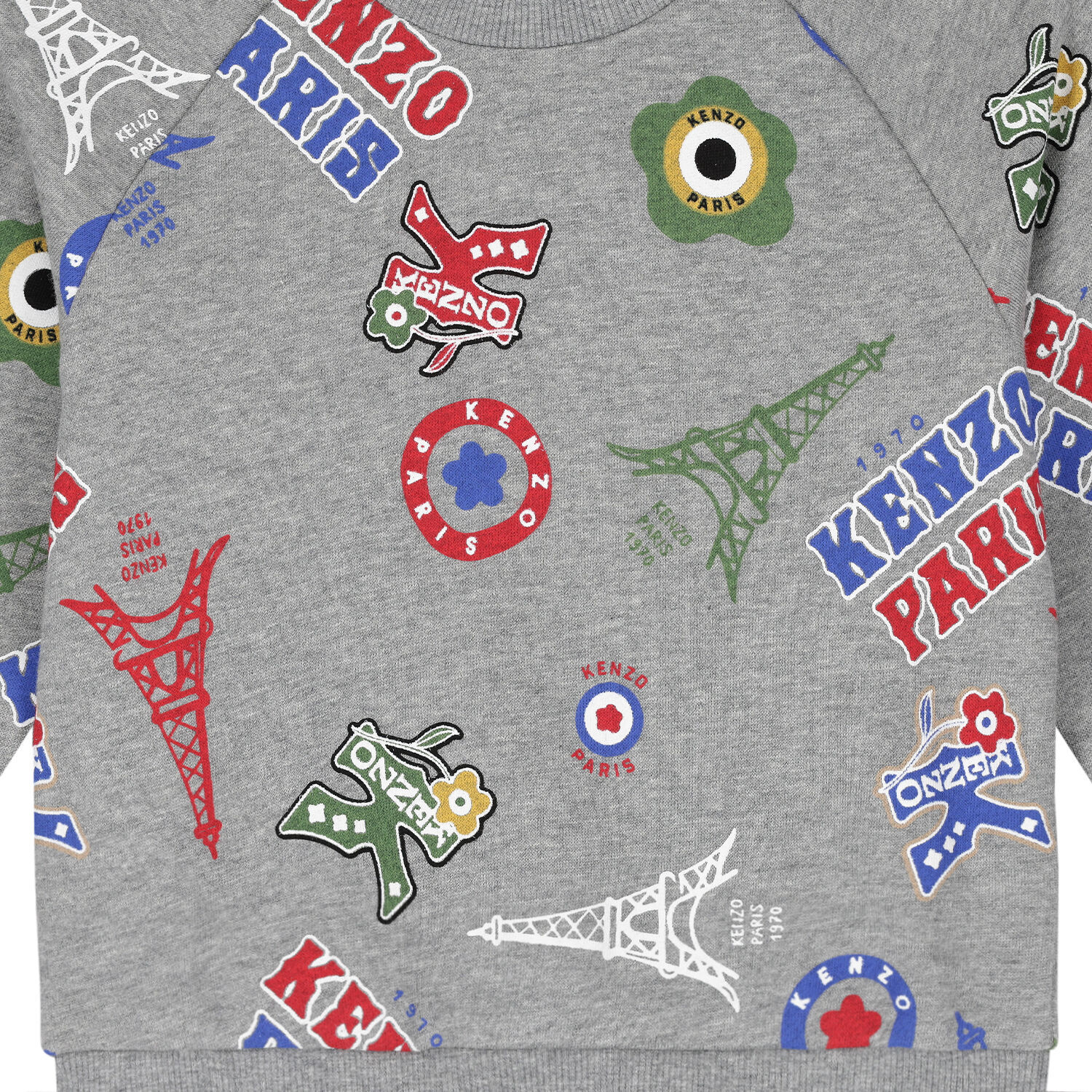 سويت شيرت أولاد هودي بالشعار باللون الرمادي, 1, hi-res