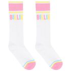 Girls White & Yellow Logo Socks ( 2-Pack ), 1, hi-res