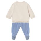 Baby Boys Beige & Blue 2 Piece Babygrow, 1, hi-res