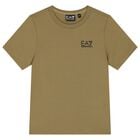 Boys Beige Logo T-Shirt, 14, hi-res