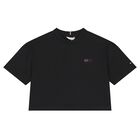 Girls Black Embellished Logo T-Shirt, 1, hi-res