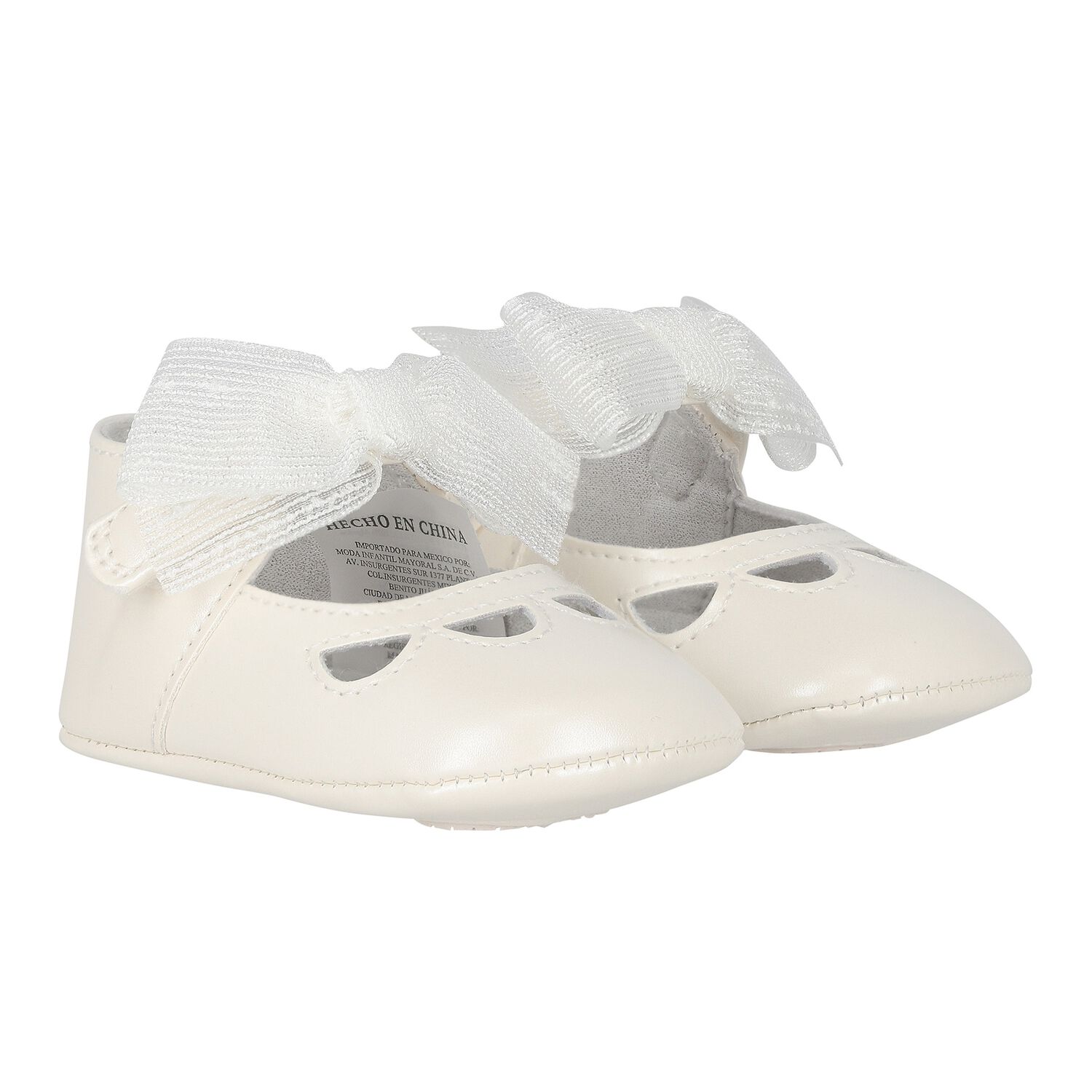 Baby Girls Ivory Bow Pre Walker Shoes, 4, hi-res image number null