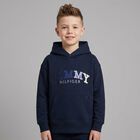 Boys Navy Blue Logo Hooded Top, 1, hi-res