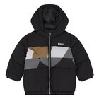 Younger Boys Black Logo Puffer Jacket, 1, hi-res