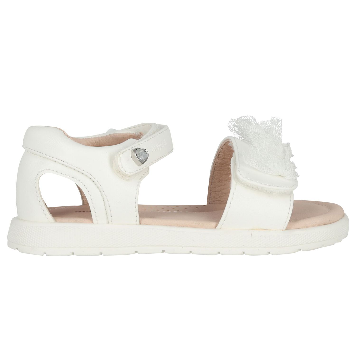 Younger Girls White Logo Sandals, 2, hi-res