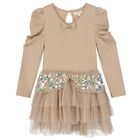 فستان تول مطرز باللون البيج, 2, hi-res