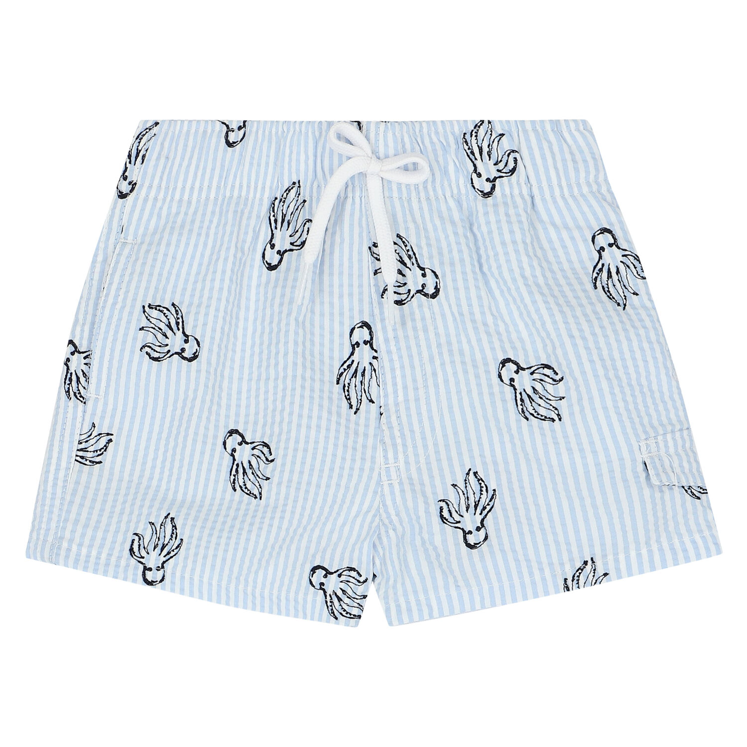 Younger Boys Blue & White Octopus Swim Shorts, 1, hi-res image number null
