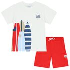 Boys White & Red Shorts Set, 2, hi-res