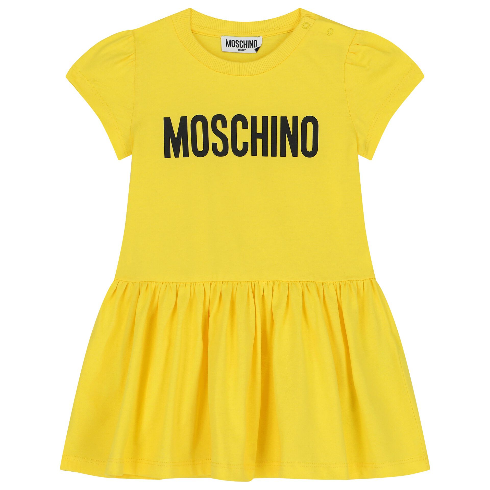 Moschino Younger Girls Yellow Logo Dress Junior Couture UAE