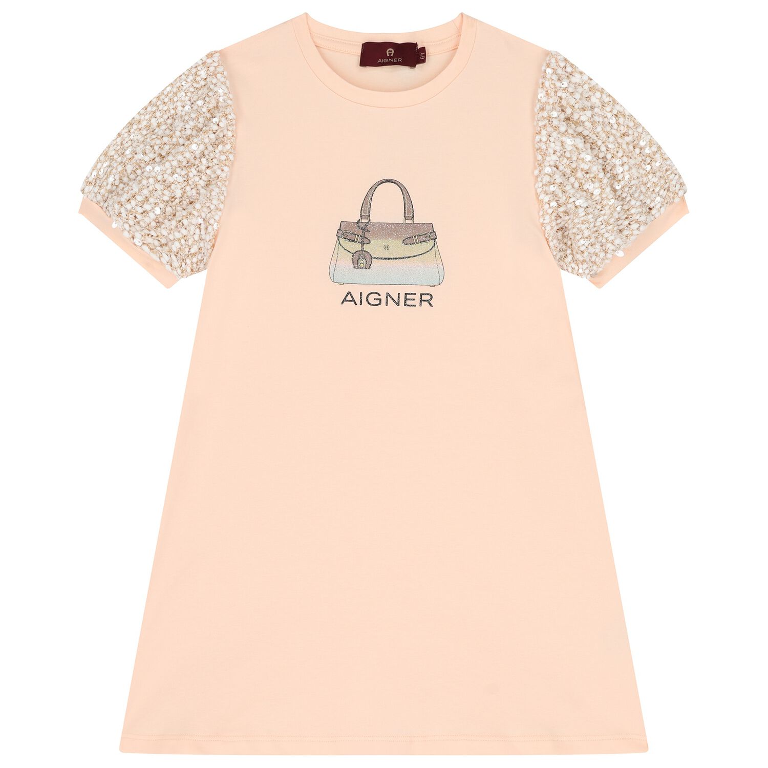 فستان بنات بطبعة حقيبة باللون الوردي, 3, hi-res