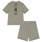 Boys Green Logo Shorts Set, 4, hi-res