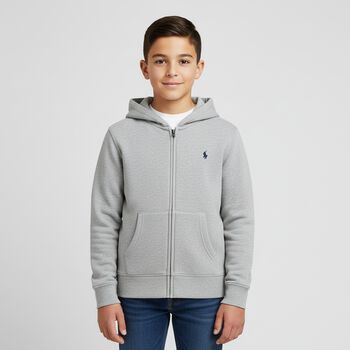 Boys Grey Logo Zip Up Top