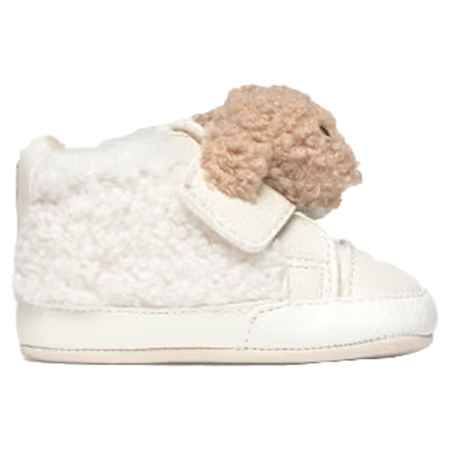 Ivory & Beige Sherpa Teddy Bear Baby Pre Walker Shoes, 1, hi-res